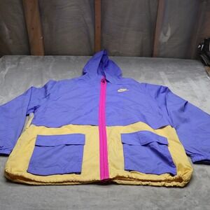 Nike Jacket Womens 1X Blue Hooded Utility Mesh Lined Light Full Zip Wind Rain